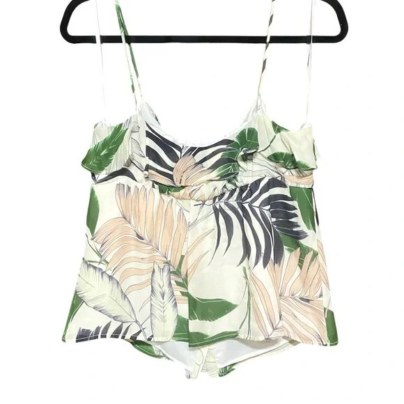 Milly Ruffle Cami Palm Print Tank Top Size 8 Summer Feminine Party - Picture 4 of 11